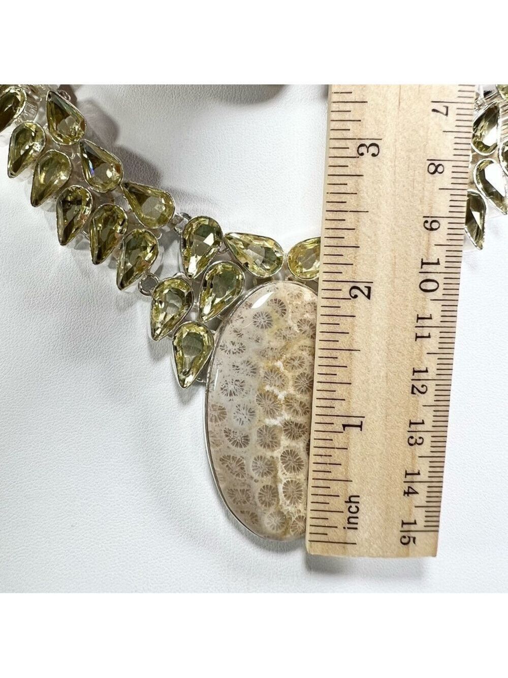 Fossil Coral 925 Large Gemstone Necklace Bracelet & Earrings - Picture 5 of 11